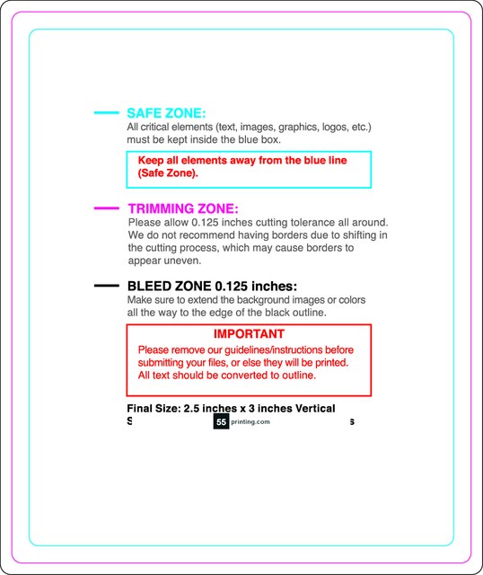 Rolllabel 2.5inx3in Rectangle V Front guideline preview