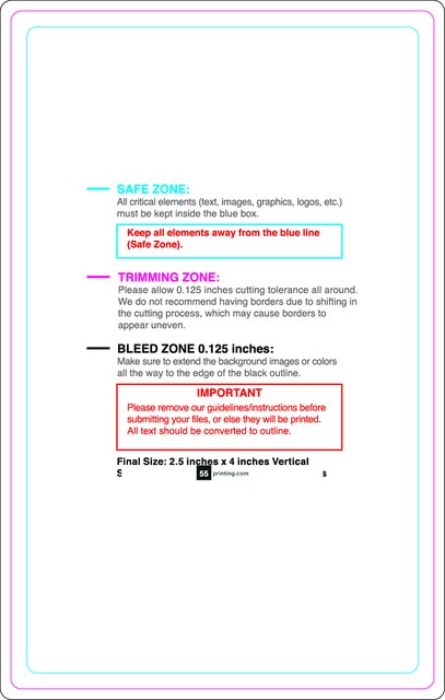 Rolllabel 2.5inx4in Rectangle V Front guideline preview