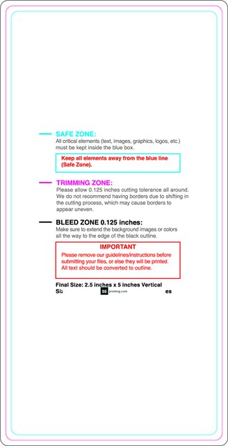 Rolllabel 2.5inx5in Rectangle V Front guideline preview