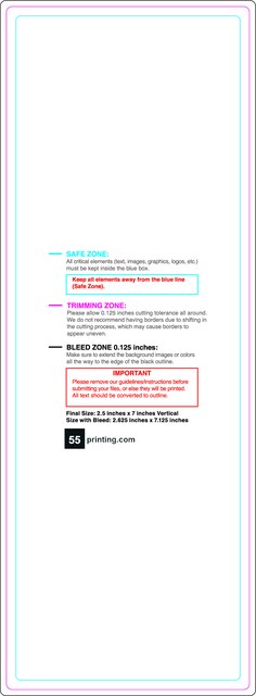 Rolllabel 2.5inx7in Rectangle V Front guideline preview