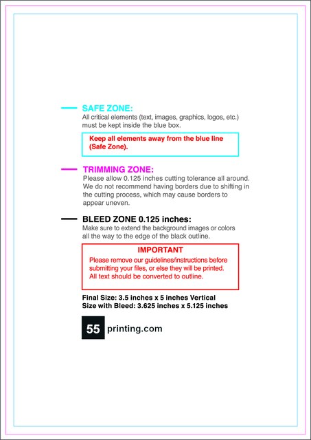 Rolllabel 3.5inx5in Rectangle V Front guideline preview