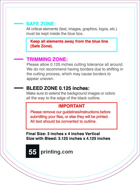 Rolllabel 3inx4in Arch V Front guideline preview