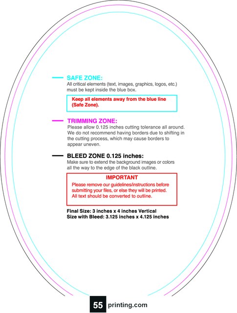 Rolllabel 3inx4in Oval V Front guideline preview