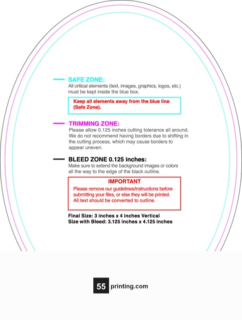 Rolllabel 3inx4in Oval V guideline preview