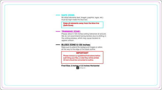 Rolllabel 3inx5.5in Rectangle H Front guideline preview