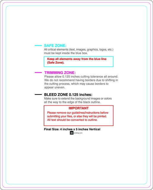 Rolllabel 4inx5in Rectangle V Front guideline preview