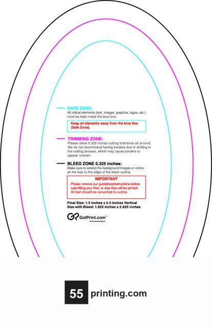 Sticker 1.5inx2.5in V Oval guideline preview