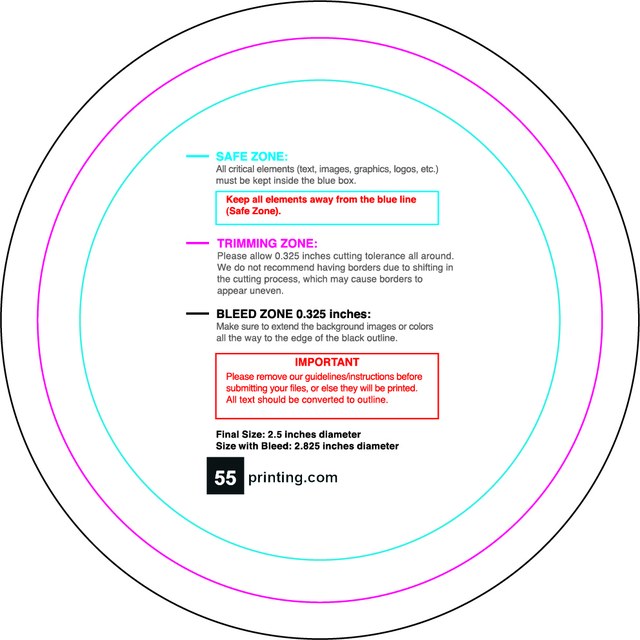 Sticker 2.5in Circle Front guideline preview