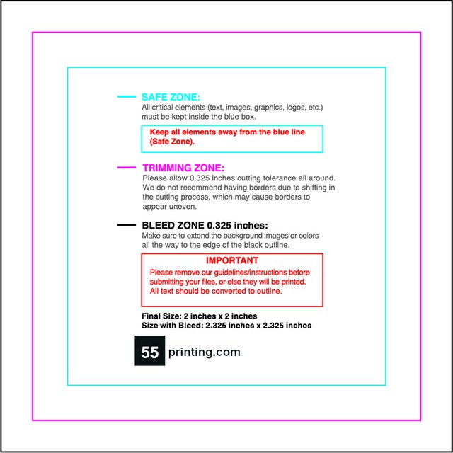 Sticker 2inx2in Square Front guideline preview