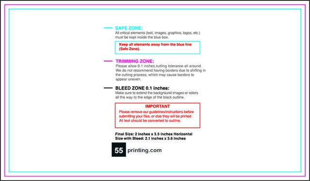 Sticker 2inx3.5in H Front guideline preview
