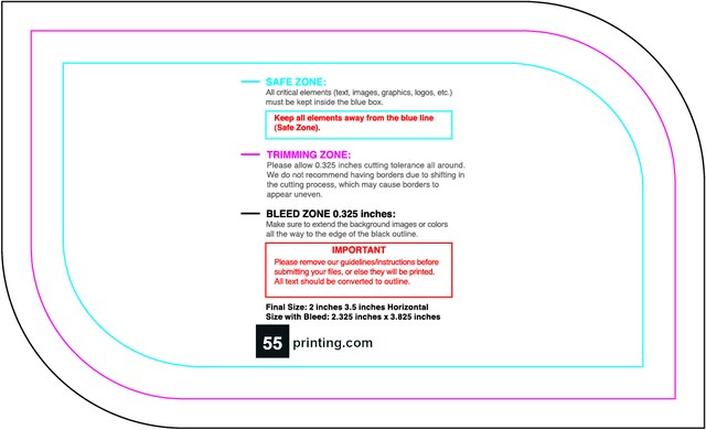 Sticker 2inx3.5in H Leaf Back guideline preview