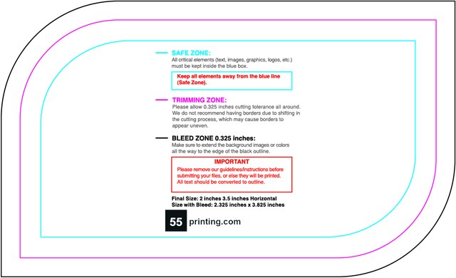 Sticker 2inx3.5in H Leaf Front guideline preview