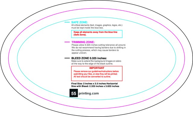 Sticker 2inx3.5in H Oval Front guideline preview