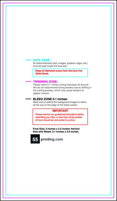 Sticker 2inx3.5in V Front guideline preview