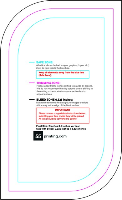 Sticker 2inx3.5in V Leaf Back guideline preview