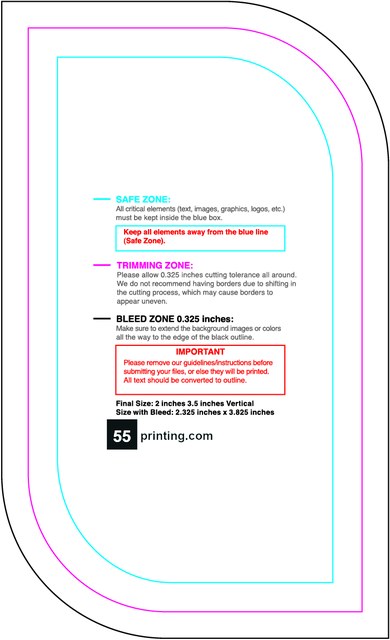Sticker 2inx3.5in V Leaf Front guideline preview