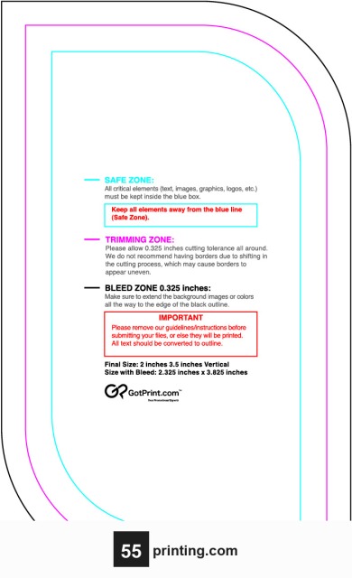 Sticker 2inx3.5in V Leaf guideline preview