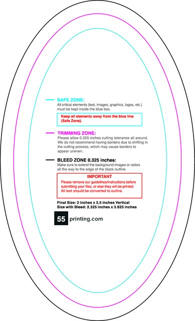 Sticker 2inx3.5in V Oval Front guideline preview