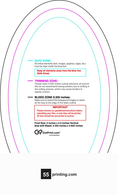 Sticker 2inx3.5in V Oval guideline preview