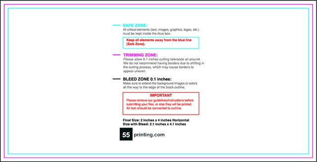 Sticker 2inx4in H Front guideline preview