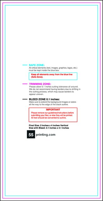 Sticker 2inx4in V Front guideline preview