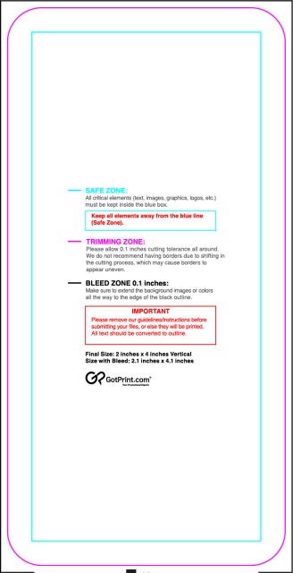 Sticker 2inx4in V Round guideline preview