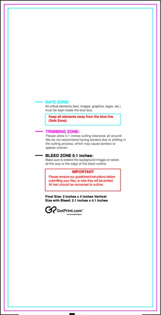 Sticker 2inx4in V guideline preview