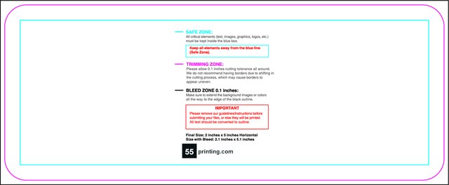Sticker 2inx5in H Round Front guideline preview