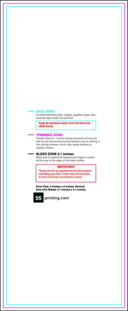 Sticker 2inx5in V Front guideline preview