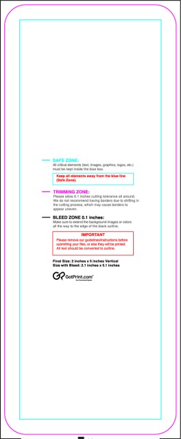 Sticker 2inx5in V Round guideline preview