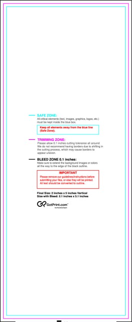 Sticker 2inx5in V guideline preview