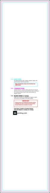 Sticker 2inx8in V Front guideline preview