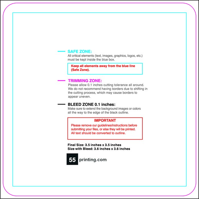 Sticker 3.5inx3.5in Round Front guideline preview