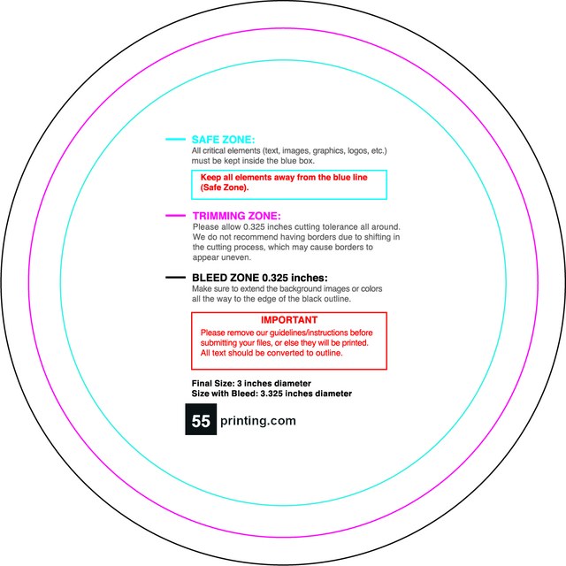 Sticker 3in Circle Front guideline preview