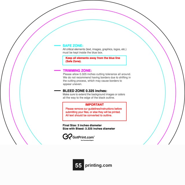 Sticker 3in Circle guideline preview