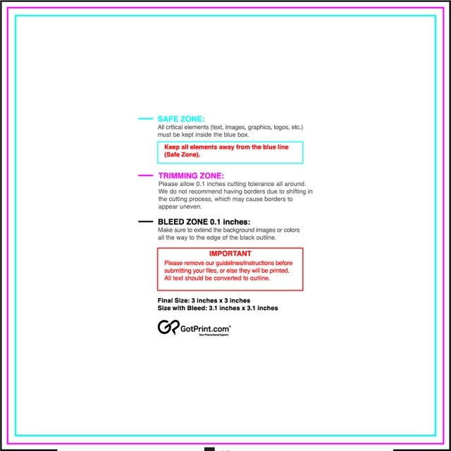 Sticker 3inx3in Square guideline preview