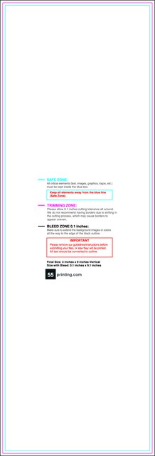 Sticker 3inx9in V Front guideline preview