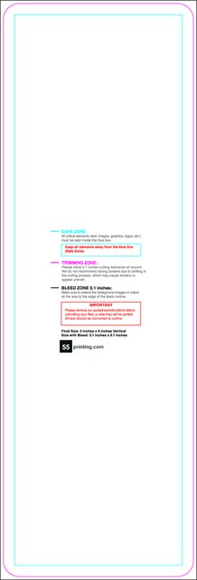 Sticker 3inx9in V Round Front guideline preview