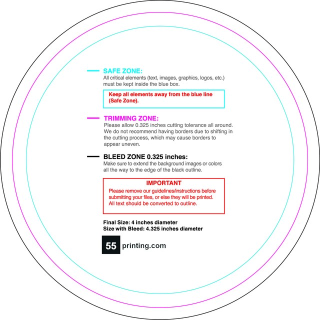 Sticker 4in Circle Front guideline preview