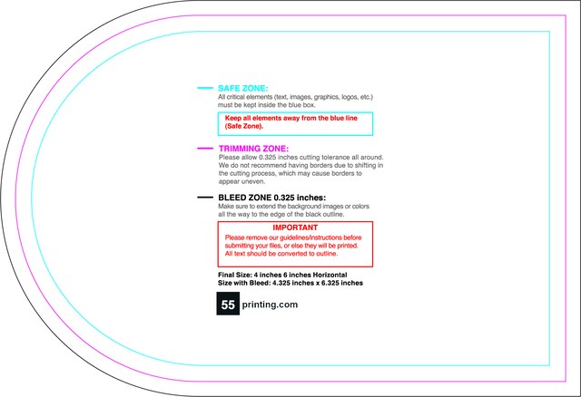 Sticker 4inx6in H Half Circle Back guideline preview
