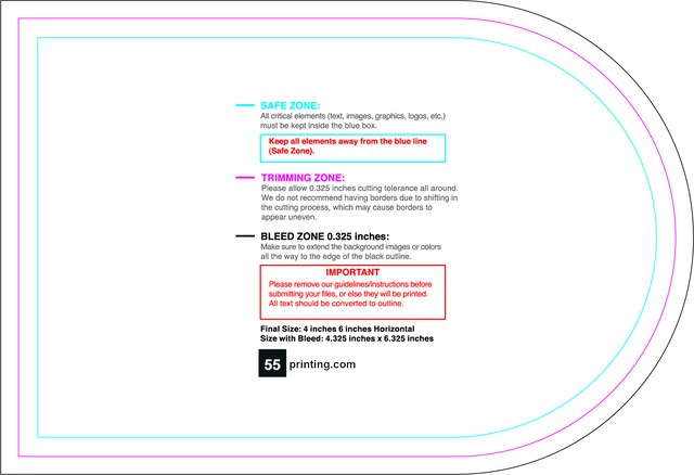 Sticker 4inx6in H Half Circle Front guideline preview