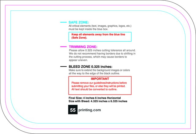 Sticker 4inx6in H Leaf Back guideline preview