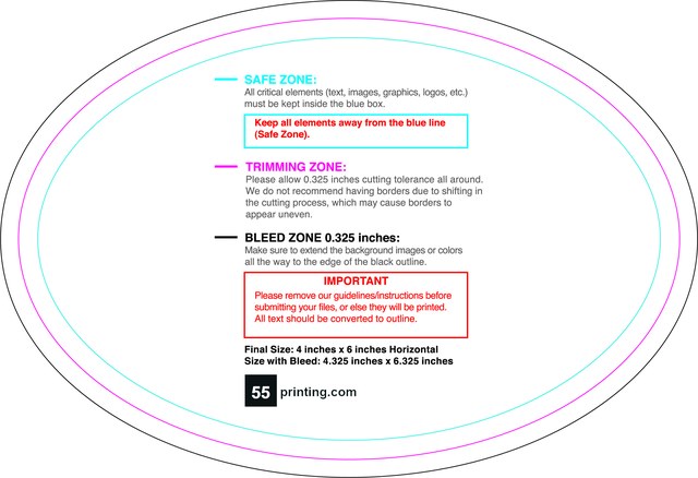 Sticker 4inx6in H Oval Front guideline preview