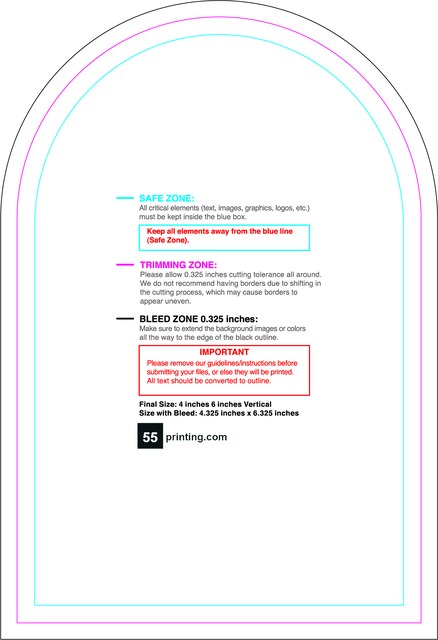 Sticker 4inx6in V Half Circle Front guideline preview