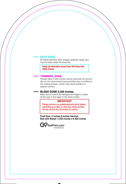 Sticker 4inx6in V Half Circle guideline preview