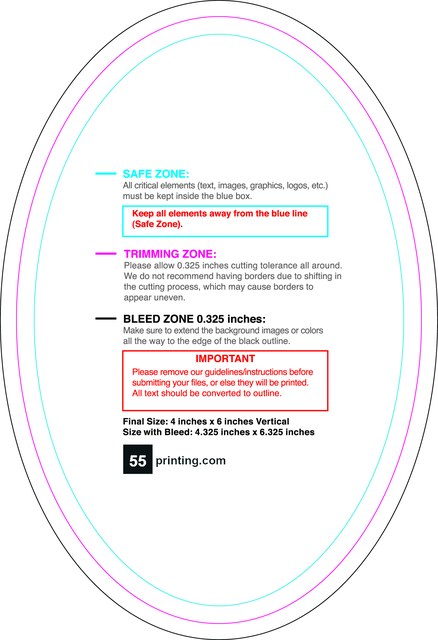 Sticker 4inx6in V Oval Front guideline preview