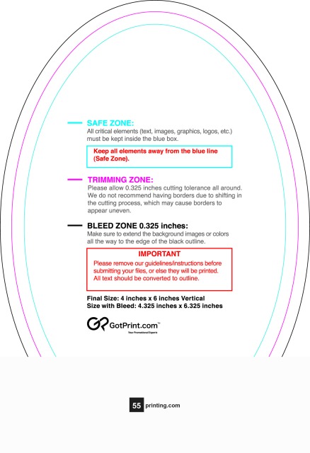 Sticker 4inx6in V Oval guideline preview