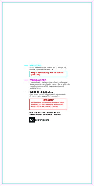 Sticker 4inx8in V Front guideline preview