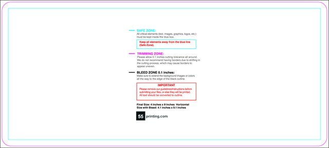 Sticker 4inx9in H Round Front guideline preview
