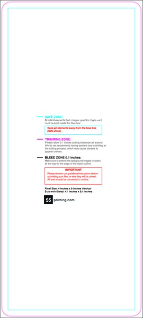 Sticker 4inx9in V Round Front guideline preview